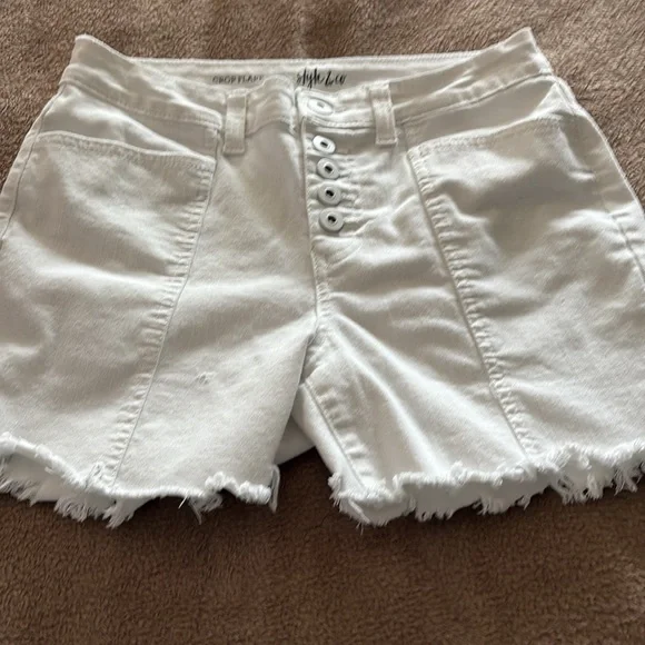 Style & Co White Button Fly Shorts High Rise Casual Summer - Picture 3 of 7